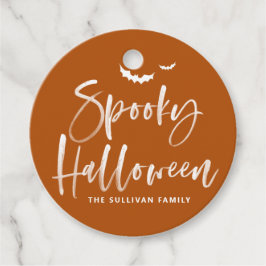 Brinnande Orange-retoky Halloween-penselkalligrafi Gåvor Etiketter