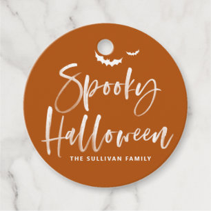 Brinnande Orange-retoky Halloween-penselkalligrafi Gåvor Etiketter