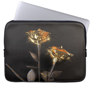 Brinnande Rosor – Gylden Elegans Laptop Fodral