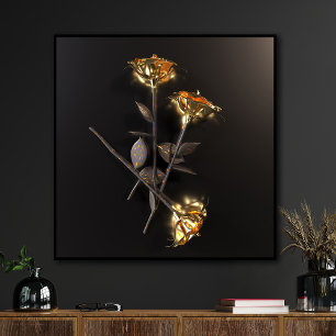 Brinnande Rosor – Gyllene Elegans Poster