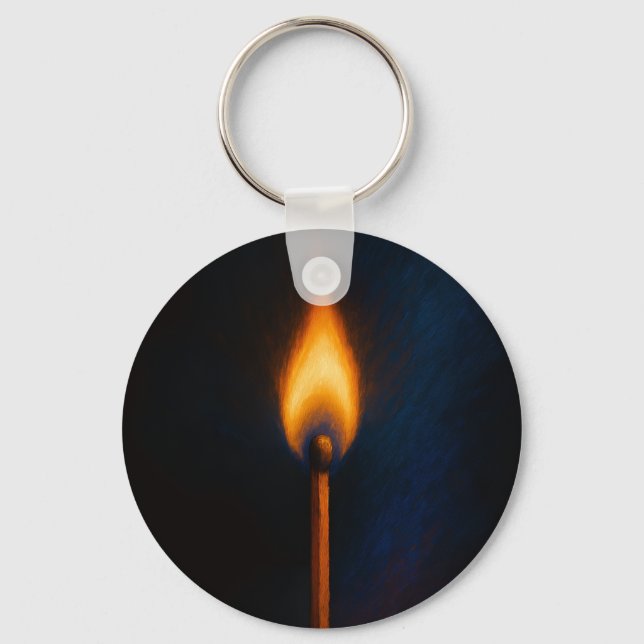 Brinnande tändsticksflamma nyckelring (Framsida)