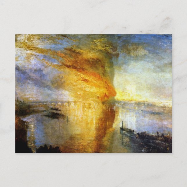 Brinnandet av överhuset och underhuset vykort (Framsida)