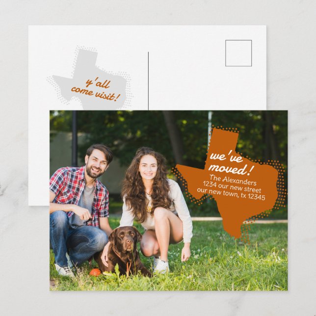 Brinnen Orange Vi har flyttat - Flytta i hörnet Te Vykort (Fram/baksida)