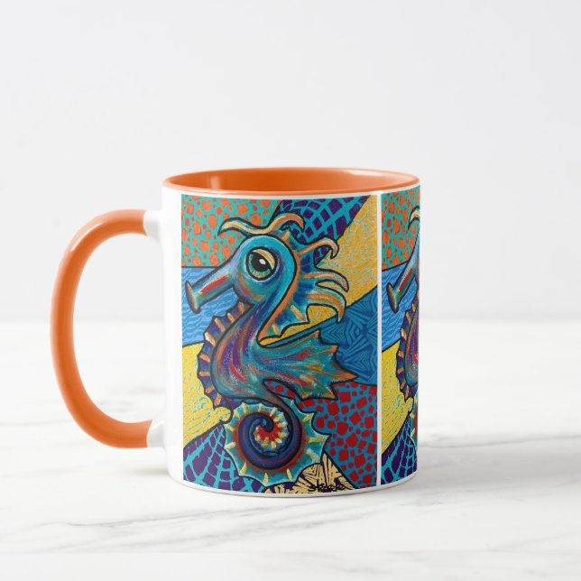 Brio the Seahorse! Original Art Beverage Mugg (Vänster)