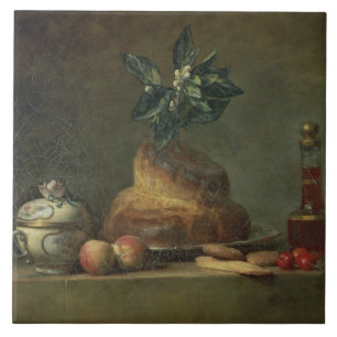 Briochen eller efterrätten, 1763 (olja på kanfas kakelplatta
