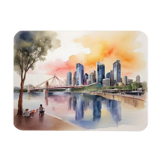 Brisbane akvarell konst magnet (Horisontell)