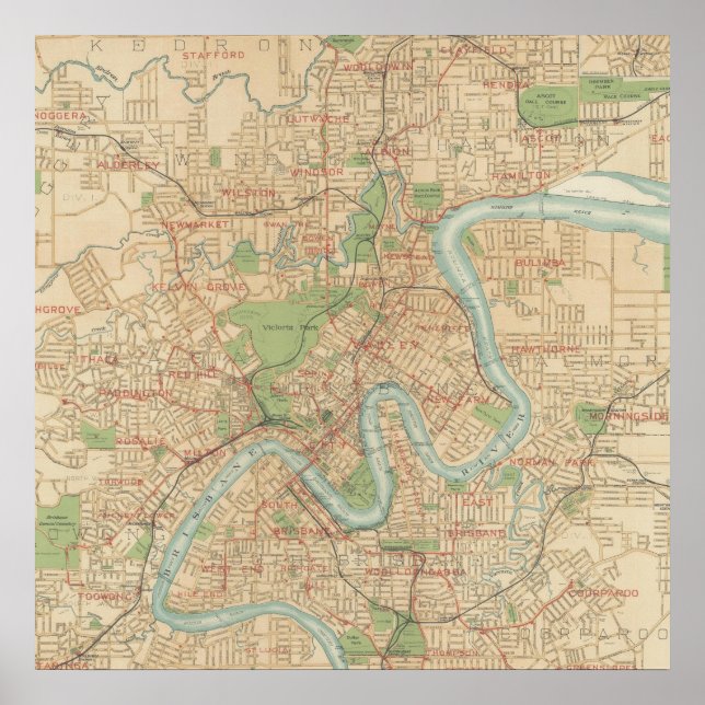 Brisbane and Inner Suburbs Karta, 1920 Poster (Framsidan)