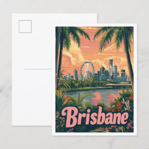 Brisbane Australia Art Vintage resor Illustration Vykort