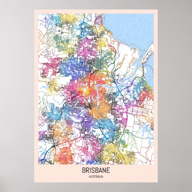 Brisbane Australia City Karta Poster (Framsidan)