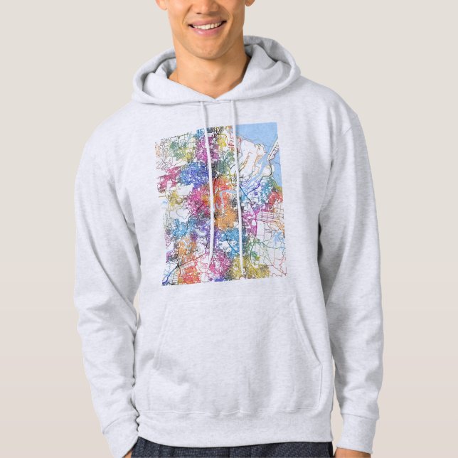 Brisbane Australia City Map Hoodie (Framsida)