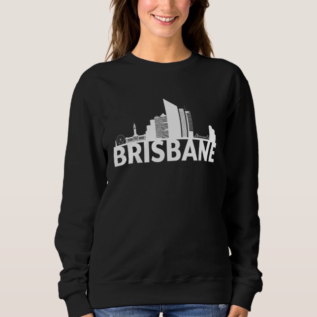 Brisbane Australia City Skyline Silhouette Outline T Shirt (Framsida)