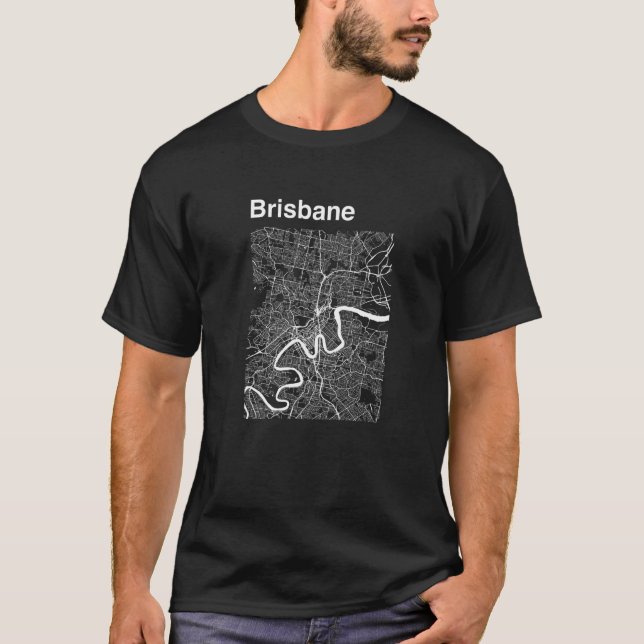 Brisbane Australia Classic City Map Graphic T Shirt (Framsida)