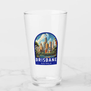 Brisbane Australia Travel Art Vintage Glaskopp