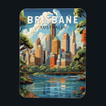 Brisbane Australia Travel Art Vintage Magnet<br><div class="desc">Brisbanereflektorns rörelsemodell. Brisbane,  den livskraftiga huvudstaden i Queensland,  Australien,  är en stad som sömlöst blandar ihop stadsenergi med återhållsam charm. Den är belägen på Brisbaneflodens banker,  den skryter med ett subtropiskt klimat,  en fantastisk naturskönhet och en rik kulturhistoria.</div>