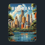 Brisbane Australia Travel Art Vintage Magnet<br><div class="desc">Brisbanereflektorns rörelsemodell. Brisbane,  den livskraftiga huvudstaden i Queensland,  Australien,  är en stad som sömlöst blandar ihop stadsenergi med återhållsam charm. Den är belägen på Brisbaneflodens banker,  den skryter med ett subtropiskt klimat,  en fantastisk naturskönhet och en rik kulturhistoria.</div>
