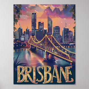 Brisbane Australia Vintage Berömd Travel Ställe Poster