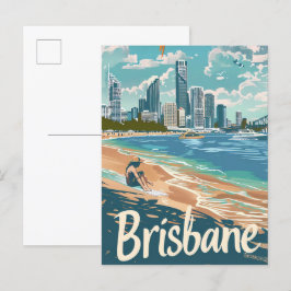 Brisbane Australia Vintage resor Illustration Vykort