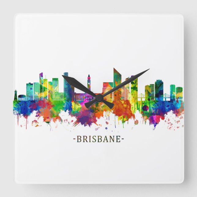 Brisbane Australie Skyline Fyrkantig Klocka (Framsida)