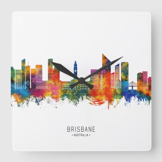 Brisbane Australie Skyline Fyrkantig Klocka (Framsida)