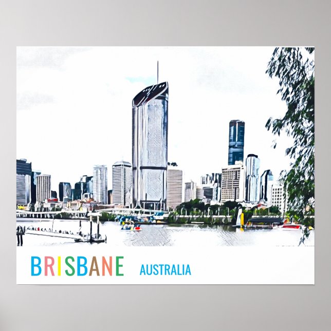 Brisbane Australie - skyltfärjeträde Poster (Framsidan)