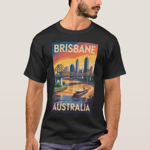 Brisbane Australien Illustration Resa Konst Vintag T Shirt