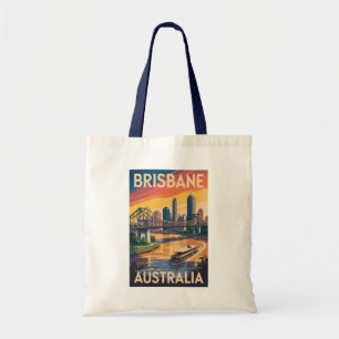 Brisbane Australien Illustration Resa Konst Vintag Tygkasse
