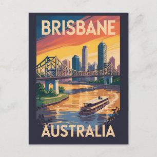 Brisbane Australien Illustration Resa Konst Vintag Vykort