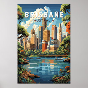 Brisbane Australien Resa Konst Vintage Poster