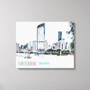 Brisbane Australien skyline modern reseutskrift Canvastryck