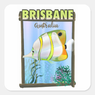 Brisbane Australien Tropisk resereklam Fyrkantigt Klistermärke