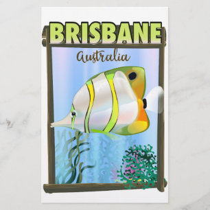 Brisbane Australien - Tropiska reseaffisch Brevpapper