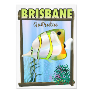 Brisbane Australien - Tropiska reseaffisch Fototryck