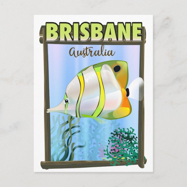 Brisbane Australien - Tropiska reseaffisch Vykort (Framsida)