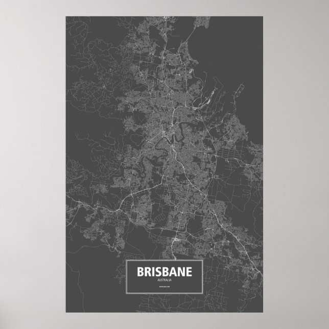 Brisbane, Australien (vit på svart) Poster (Framsidan)