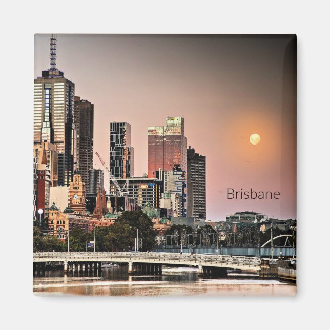 Brisbane, Australiens citycape-foto Magnet (Framsidan)
