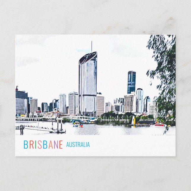 Brisbane Australiens skyline funky modern restid Vykort (Framsida)