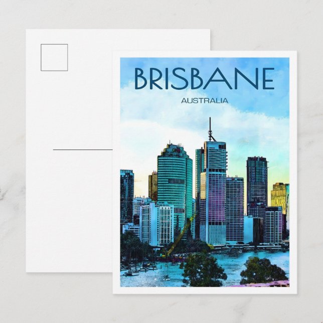 Brisbane City Australien Vintage Resa  Vykort (Fram/baksida)