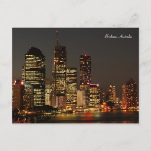 Brisbane City, Night Skyline, Austräa Postcard Vykort