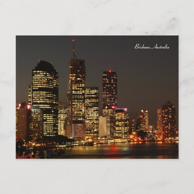 Brisbane City, Night Skyline, Austräa Postcard Vykort (Framsida)