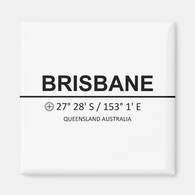 Brisbane Coordinates - Brisbane Coordinaten Magnet (Framsidan)
