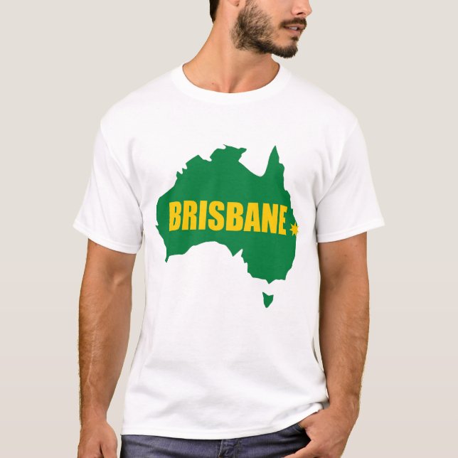 Brisbane grönt och guld- kartaT-tröja T Shirt (Framsida)