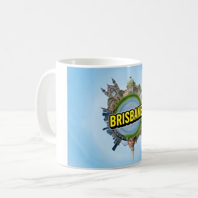 Brisbane liten liten planet landmärke arkitektur  kaffemugg (Framsida vänster)