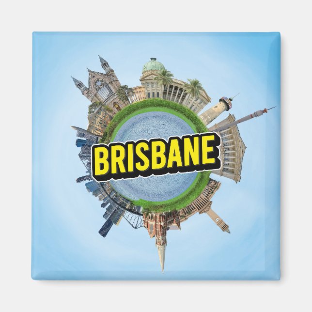 Brisbane liten liten planet landmärke arkitektur magnet (Framsidan)