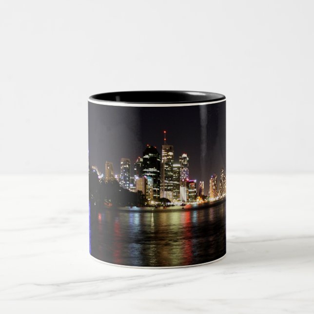 Brisbane på natten Två-Tonad mugg (Center)