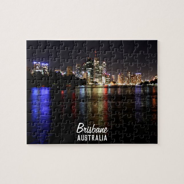 Brisbane på nattpussel pussel (Horisontell)