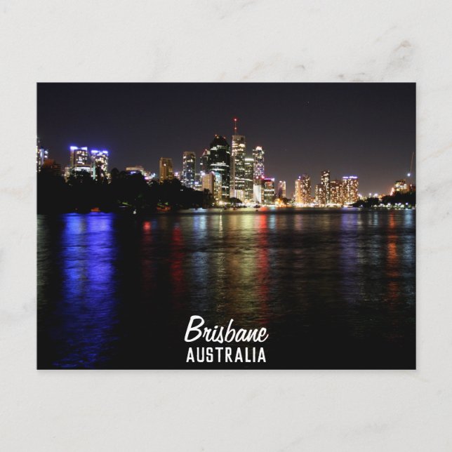 Brisbane på nattvykort vykort (Framsida)