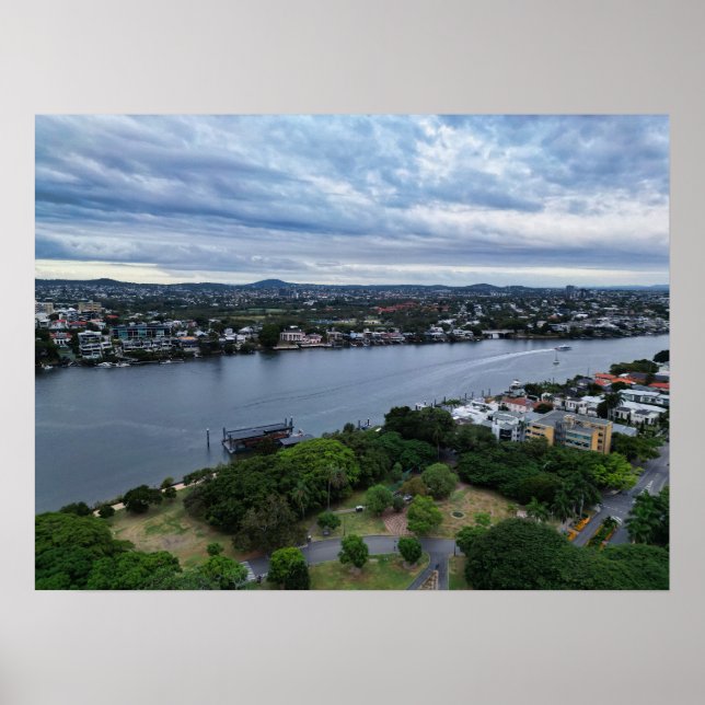 Brisbane River Aerial View over New Farm Poster (Framsidan)