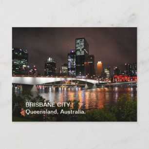 Brisbane River City på nattvykort Vykort