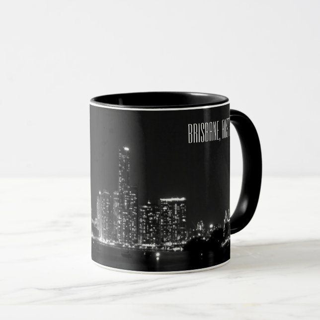 Brisbane Skyline Australia Classic Black and White Mugg (Framsida höger)