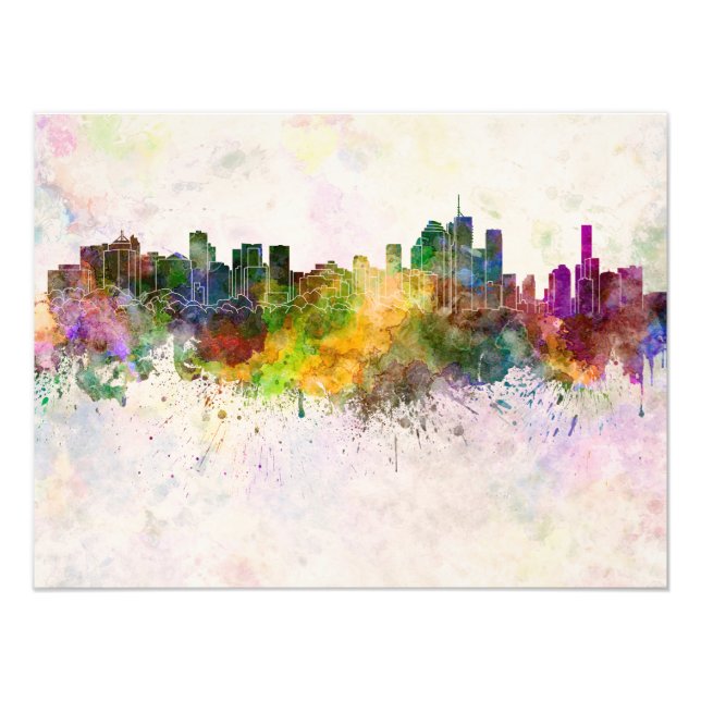 Brisbane skyline in watercolor background fototryck (Framsidan)